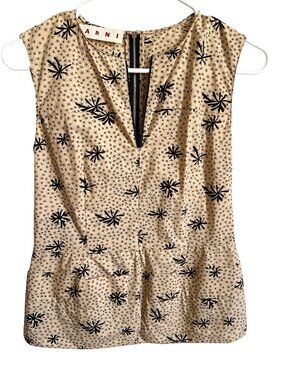 Marni Sleeveless Vintage Floral Print Top Made in Italy Size 38 Small